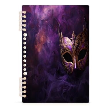 Imagem de Burbuja Caderno de máscara de carnaval, papel pautado universitário A5 com 60 folhas, fichário para escritório, 1 pacote