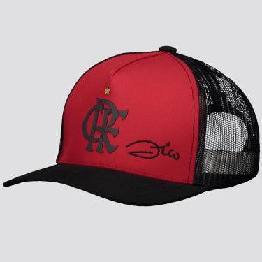 Imagem de Boné Flamengo Zico Escudo Preto e Vermelho-Masculino