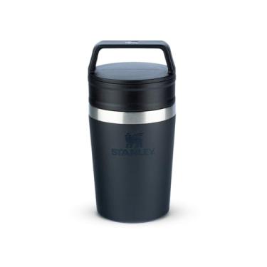 Imagem de Stanley - Copo de Café Térmico, Caneca de Viagem Café Go com Tampa de Duas Partes Para Beber e Alça de Transporte, Garrafa Térmica de Aço Inoxidável, 236 ml, Black