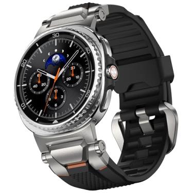 Imagem de ULTIMAL Pulseira de relógio para Samsung Galaxy Watch 8 de 40 mm/44 mm/clássico de 46 mm compatível com Samsung Watch 8 de 40 mm/44 mm (preto + prata)