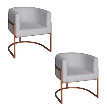 Imagem de Poltrona Base Industrial Bronze Kit 2 Lety Veludo S05 - D'rossi Cor Prata