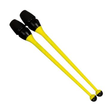 Imagem de simhoa Conjunto de 2 bastões de ginástica rítmica conectáveis, com 36 cm de comprimento, feitos de borracha, ideais para exercícios e treinamento, Amarelo