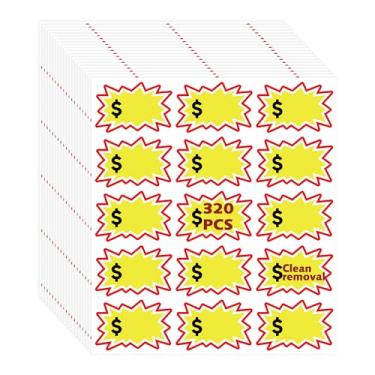 Imagem de 320 peças de adesivos de preço de venda de garagem de 5 x 7,6 cm, etiquetas adesivas removíveis com espaço em branco para preços, ideal para vendas de quintal, mercados de pulgas e vendas comunitárias