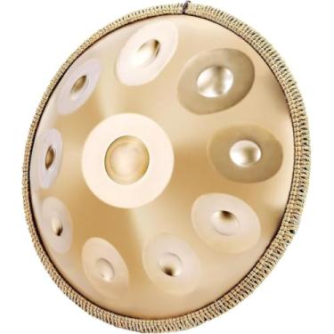 Imagem de YAYUZEST Advanced Adult Handpan, tambor de aço curdo menor de 55 cm de 22 polegadas de 22 polegadas 440Hz D com bolsa macia, 2 marretas, suporte e pano livre de poeira (ouro)