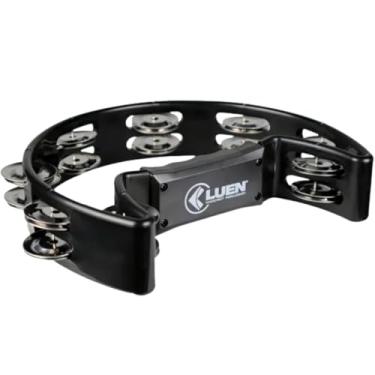 Imagem de Pandeiro Meia Lua Abs Com Pegador Platinela Inox Luen Pandeirola Colors 16 Platinelas | Preto