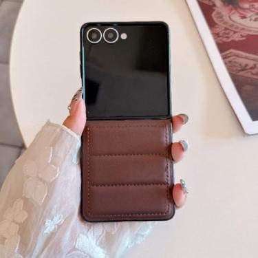 Imagem de Capa de celular luxuosa com enchimento de plumas para Samsung Galaxy Z Flip 7 6 5 4 3 Zflip7 Fe Zflip6 (para Galaxy Z Flip6/Marrom)