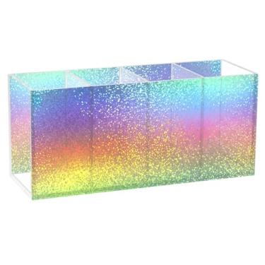 Imagem de TSENQUE Porta-canetas de acrílico com cores vibrantes e personalizadas para decoração de mesa, artesanato, maquiagem, copo estético, decoração de mesa de escritório
