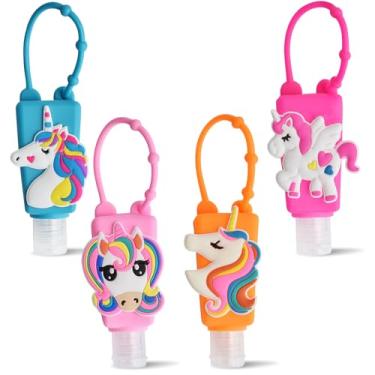 Imagem de Ulbemoll Recipientes de garrafa de viagem recarregáveis, pacote com 4 unidades de desinfetante para as mãos, suporte de tamanho de viagem com garrafas de silicone vazias, porta-chaves, garrafa