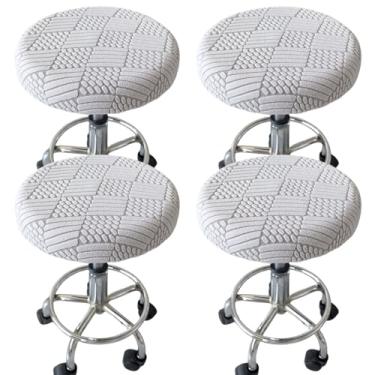 Imagem de Conjunto de 4 capas de almofada de banco redondas para cadeiras de jantar, à prova de poeira, lavável para cozinha, casamentos, banquetes, reuniões de negócios, celebrações, cinza