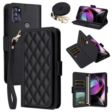 Imagem de Dibosom Capa carteira para Motorola Moto G 5G 2022 Argyle com alça de pulso/ombro e compartimentos para cartões, capa de celular acolchoada minimalista para MotoG 5 G G5G 2022 XT2213-3 XT2213-2