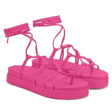 Imagem de Sandália Feminina Gladiadora de Amarrar na Perna Papete Aranha GuGi 904-GG (Pink,35)