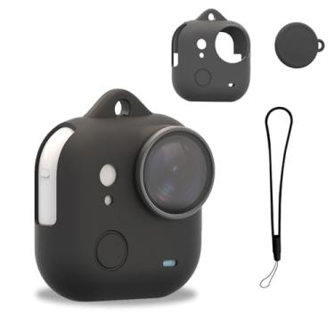 Imagem de KONXISA Capa para Insta 360 GO Ultra, capa de silicone macio com acessórios de cordão, capa protetora para câmera digital, impermeável, à prova de poeira, à prova de choque, preta