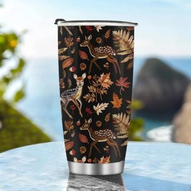 Imagem de Copos de viagem isolados, caneca de café, garrafa de água, quente e fria, 590 ml, homens gelados, folhas de veado, alça de metal, presentes para Natal, aniversário, dia das crianças, presente de