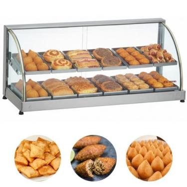 Imagem de Estufa Para Salgados Elétrica Dupla 12 Bandejas Expositor De Vidro Eda