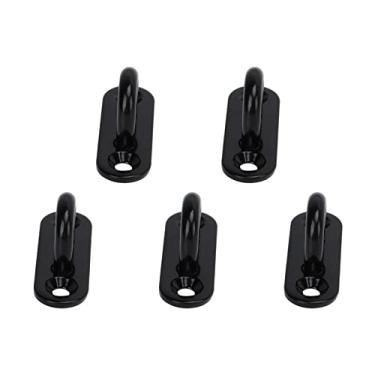 Imagem de KIMISS 5 PCS Oval Preto Placa de Olho de Aço Inoxidável Ganchos de Teto - Placa de Olho de Almofada de Rolamento de Carga para Pendurar Plantas, Balanços e Lustres (5mm)
