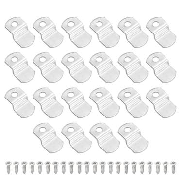 Imagem de PATIKIL Clipes de tela deslocados de 1/12.7 cm, 22 peças de clipes de espelho de moldura de metal em forma de Z, ferramentas de montagem com orifício de montagem para pintura de fotos, inclui 22