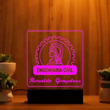 Imagem de Luminária Abajur Engenharia Civil Formatura LED Rosa - Bold