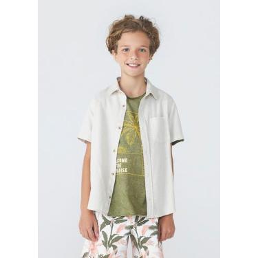 Imagem de Camisa Infantil Menino Manga Curta Com Linho - Hering, 008, Algodão cr