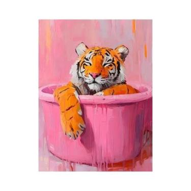 Imagem de Arte Em Tela De Pintura Abstrata De Animais Coloridos: Tigre, Chita, G