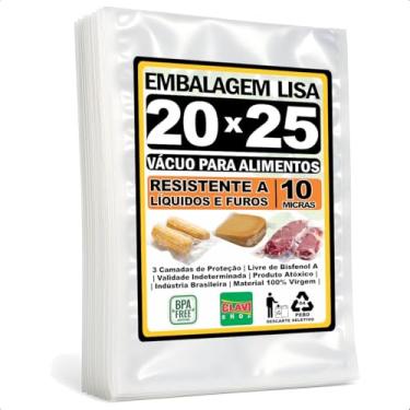 Imagem de Saco a Vácuo Liso Sem Ranhuras [20x25 cm] [10 Micras] [1000 Unidades] - Para Seladora de Câmara e Bico - Embalagem Profissional Resistente Reforçada Alimentício BPA Free