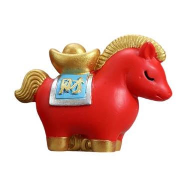 Imagem de Generic Estatueta de Cavalo - Presente de Ano Chinês - Pequena Estátua de Animal - Ornamento de Mesa para Quarto, Interior de Carro, Decoração de Casa, Vermelho