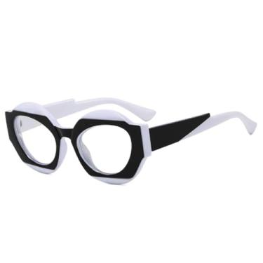 Imagem de Óculos de Sol Retrô Oval Bicolor Feminino Moda Lentes Degradê Transparentes UV400 Óculos de Sol Masculinos Punk Leopardo (Branco, Preto e Transparente)