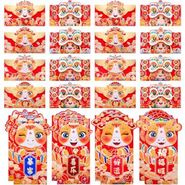 Imagem de AIERSA Envelope vermelho chinês para presente de dinheiro, 2026 Ano do Cavalo Hongbao 24 peças com glitter dourado, Envelopes de dinheiro da sorte do Ano Novo Lunar e Ano Novo Chinês