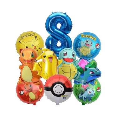 Imagem de Conjunto De Balões Pokémon Azul De 32 Polegadas Pikachu Balão Pokémon 