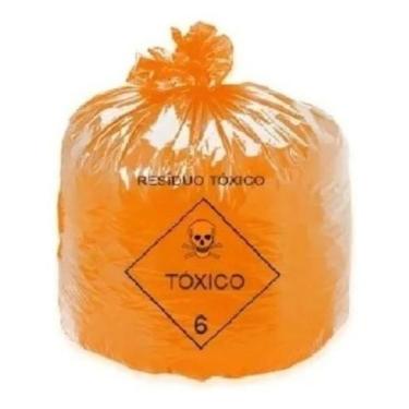 Imagem de Saco De Lixo Tóxico Laranja 30 Litros Com 100Und Cd - Higipack