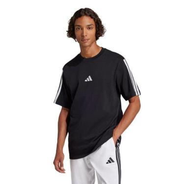 Imagem de Camiseta Adidas 3 Listras Masculina, Preto, Branco, P