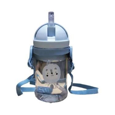 Imagem de Garrafa De Água Com Padrão De Desenho Infantil Com Canudo Copo De Alim