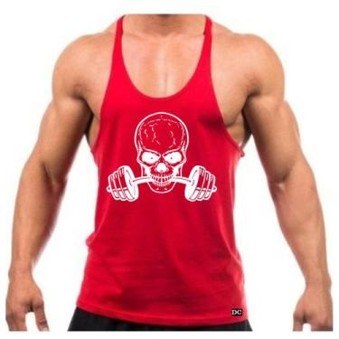 Imagem de Camiseta Regata Cavada Masculino Academia Treino Caveira Musculação - 