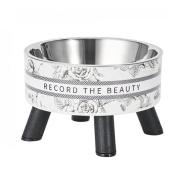 Imagem de Tigela larga elevada para gatos de aço inoxidável para alimentação diária para animais de estimação e tigela de água para gatos e cães internos (estilo 1)