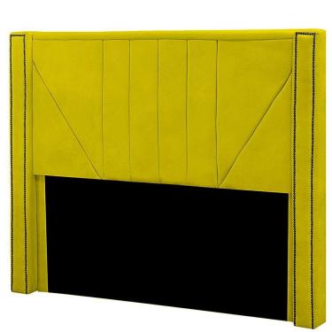 Imagem de Cabeceira Casal Estofada Para Cama Box Toronto Veludo Cor Amarelo