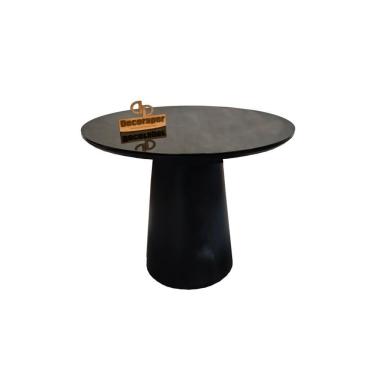 Imagem de Mesa De Canto Cone Laqueado Com Tampo Vidro 60cm Preto 70cm