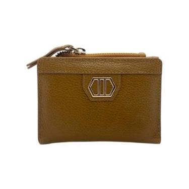 Imagem de Carteira Feminina Arezzo Couro Zíper Metal Pequena Caramelo-Feminino