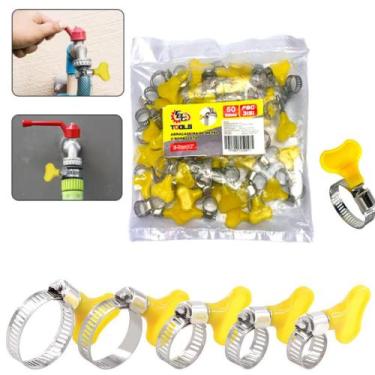 Imagem de Kit Abraçadeira com Borboleta 13-19mm 50 Unidades Mangueira Tubo Metal