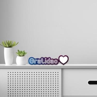 Imagem de Corte a Laser Mdf Com Base Mesa Palavra Gratidão 30X8cm - Decoraset