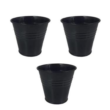 Imagem de 3 Mini vaso cachepot metal decoração e vasinho festas preto - Rio Tiju