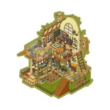 Imagem de Adesivos 3D Kawaii De Cenário De Cabana DIY Para Livro De Bolso De Pai