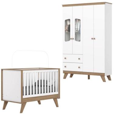 Imagem de Berco Mini Cama e Guarda Roupa 4 P 2 G Confete Henn, Branco Jequitiba 