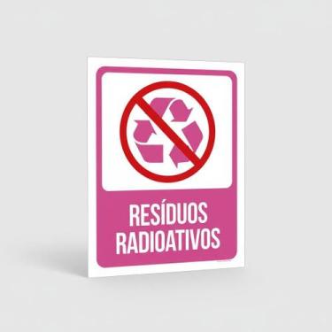 Imagem de Placa Acm Lixo Rosa Resíduos Radioativos 18X23 - Sinalizo