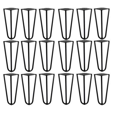 Imagem de Kit 18 Pés de Metal 15 CM Hairpin Legs Mesas de Centro Puffs Preto G41