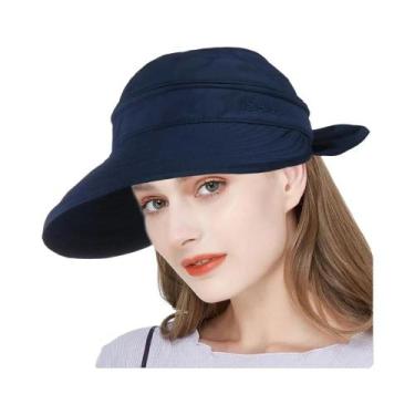 Imagem de Boné Viseira Dobrável Aba Larga Feminina, Chapéu de Sol Praia Anti-UV,