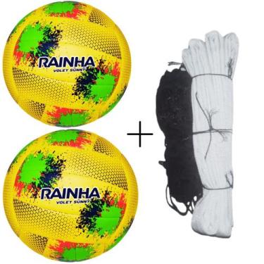 Imagem de Kit 02 Bola De Vôlei Rainha Sunny+Rede Vôlei Master Rede Seda 5M 1 Fai