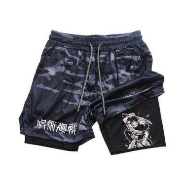 Imagem de Shorts de Ginástica Masculino Toji - Anime Impresso 2 em 1 - Calças de