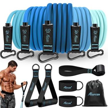 Imagem de Conjunto de faixas de exercícios HPYGN com alças, âncora de porta e ti
