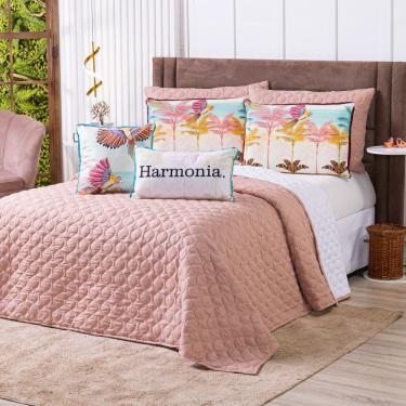 Imagem de Kit Cobre Leito Colcha King Verano Com Almofadas Estampadas 07 Peças - Dupla Face Perca...