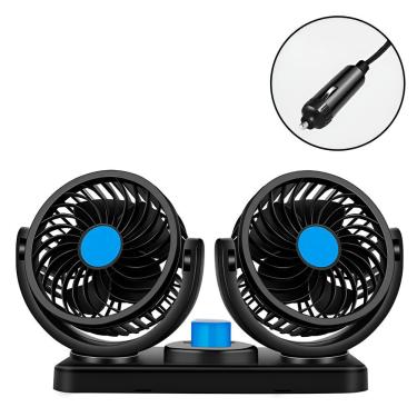 Imagem de Mini Ventilador Duplo Automotivo Ajustável Painel Carro azul