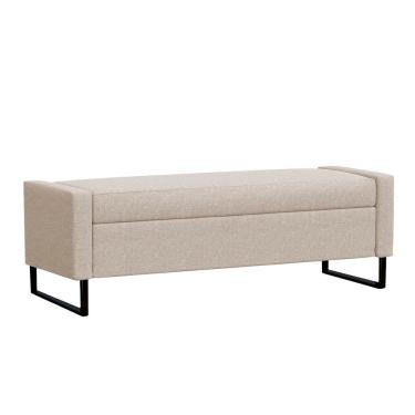 Imagem de Recamier Bau Paris Base De Metal 1,40m Linho Bege - Inova Decor